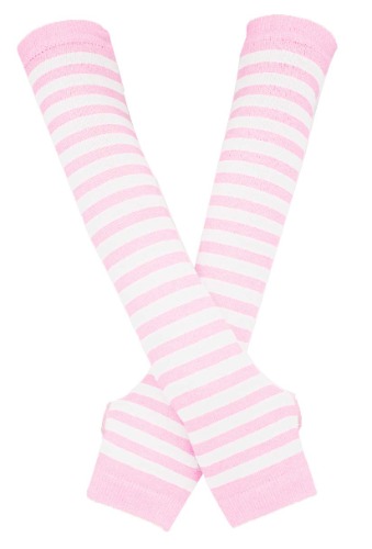 Punk Gothic Rock Long Arm Warmer Fingerless Gloves - Pink White