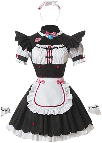 Catchcostume Nekopara Anime Cosplay Vanilla Chocola Maid Uniforms Cat Girl Maid Servant Lolita Party Cosplay Costume Dress - Small - Pink