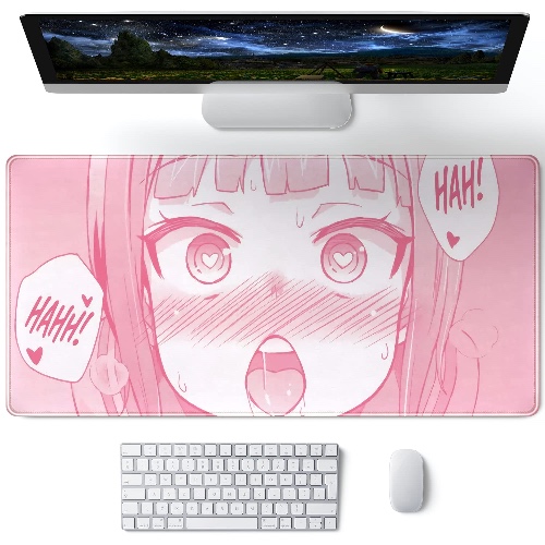 Pink XL Mouse Pad Cute, Pink Desk mats on top of desks Customized Mouse Mat,Washable Mousepads with Lycra Cloth, Mousepad Non-Slip Rubber Base Mouse Pad for Women Girls Cute, 31.5×15.7 in - Light Pink
