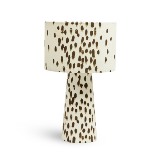 Tottenham Dalmatian Velvet Drum Table Lamp - Cocoa | Type G (UK)