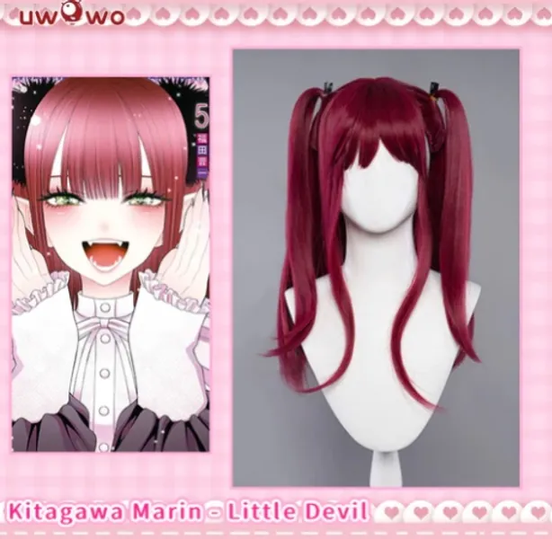 Uwowo Anime My Dress-Up Darling Marin Kitagawa Little Devil Cute Sexy Cosplay Wig Pink Long Hair | Default Title
