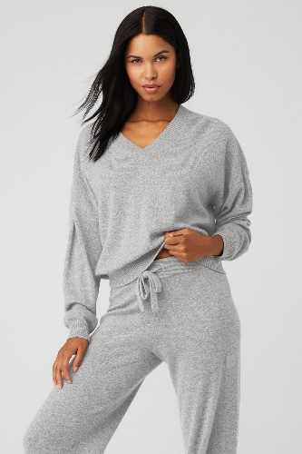 Cashmere Jet Set V-Neck Pullover - Dove Grey Heather | Dove Grey Heather / L