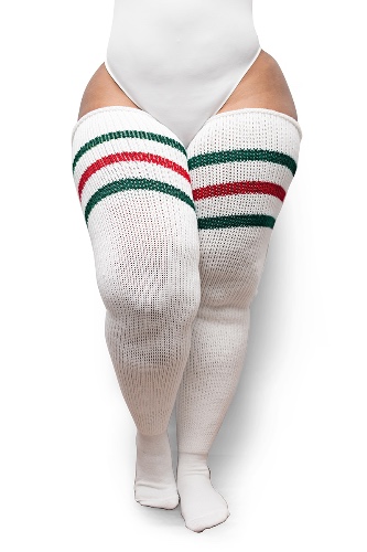 White Green & Red Stripes - Long 35 Inches