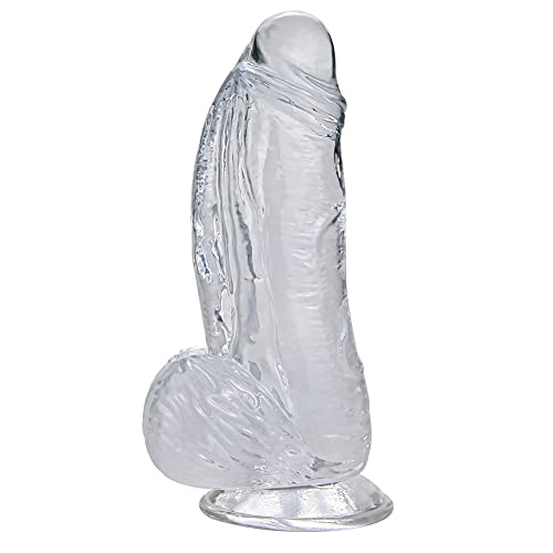 Huge Realistic Dildo Stimulator, Transparent Flexible Penis Dildo with Strong Suction Cup Base for Hands-Free Play, Lifelike Penis Adult Sex Toy for Female Vaginal G-spot and male Anal Prostate Orgasm - Transparent