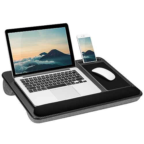LAPGEAR Home Office Pro Lap Desk with Wrist Rest, Mouse Pad, and Phone Holder - Black Carbon - Fits up to 15.6 Inch Laptops - Style No. 91598 - Black Carbon - Home Office Pro W/Wrist Rest