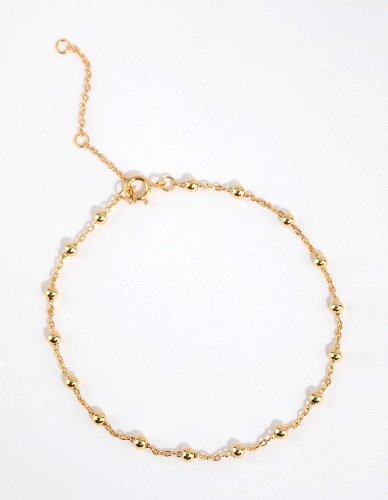 Gold Plated Sterling Silver Ball Chain Bracelet or Anklet | Default Title