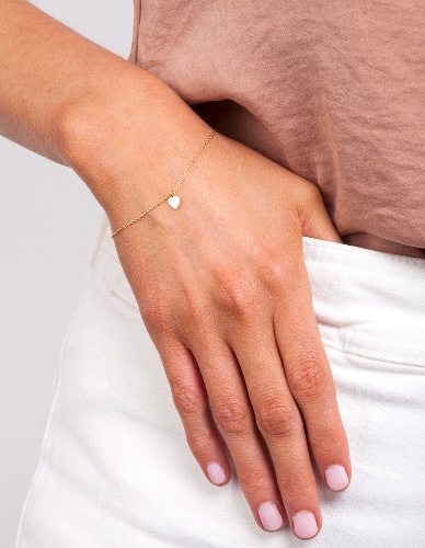 Gold Plated Sterling Silver Small Heart Anklet Bracelet | Default Title