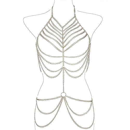 CCbodily Body Chain Jewelry for Women - Fashion Boho Backless Full Body Chain Belly Chain Jewelry Set for Costume Party - Style-1