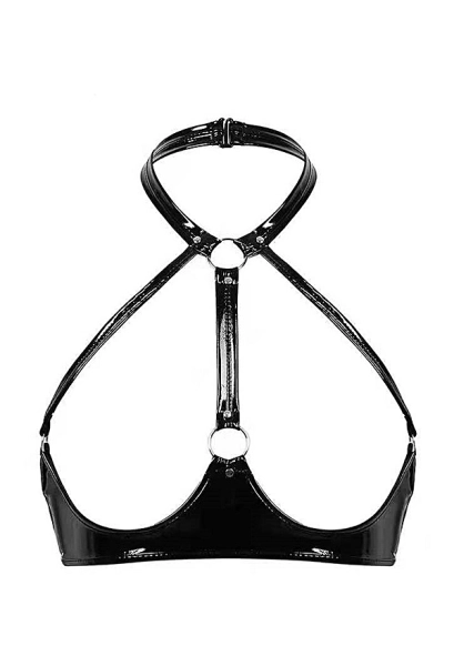 Sexy Lingerie Top Dessous O-Ring Neckholder Rückenfrei Crop Top