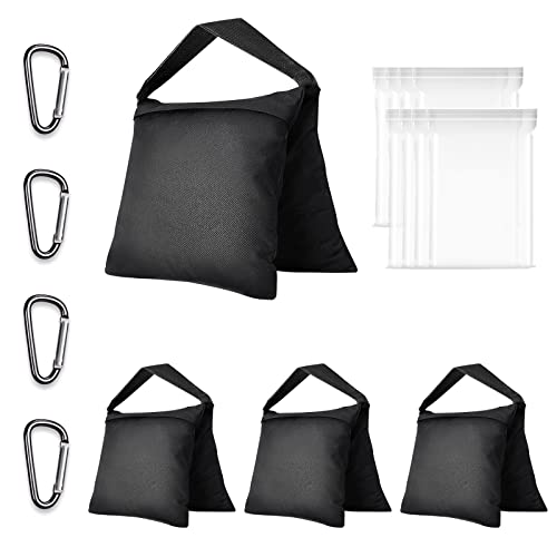 EMART 4 Stück Sandbags Sandsack für Stativ Fotografie, 26,5 * 59cm Nylon GegenGewichte zur Beschwerung Abspannung Einer Bespannung - 4 Pcs Schwarz