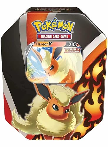 Other The Pokémon Company International Eevee Evolutions V Tin V-Dose, Mehrfarbig - Pokemon Evoli Evolutions Dose – Flareon V - Einzeln - 9. Tins