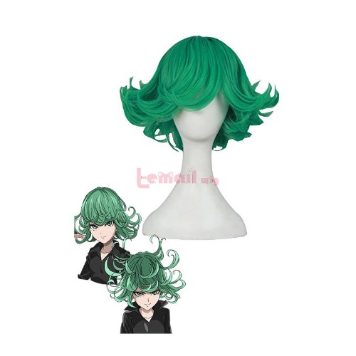 Anime One Punch Man Tatsumaki Green Curly Cosplay Wigs