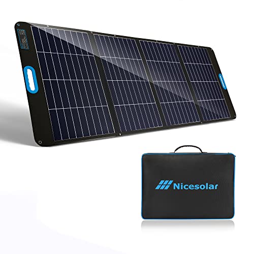 Nicesolar Solarpanel 200W Faltbar Solarmodul IP67 Wasserdicht Faltbares Solarladegerät mit USB-A&C PD 65W für Garten Balkon, Wohnwagen, Camping, tragbares Kraftwerk, Solar Generator - Faltbares Solarpanel 200W