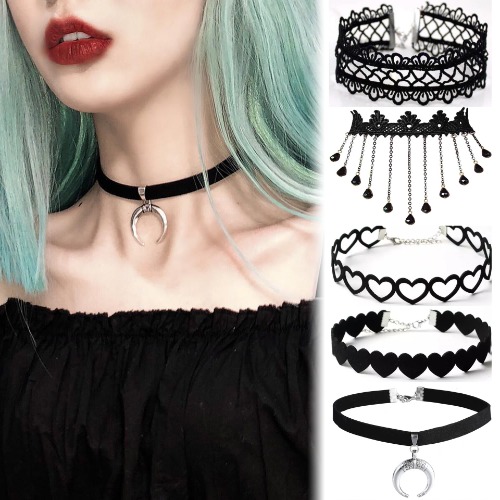 Korean Fashion Samt Choker Halskette für Frauen Vintage Sexy Spitze Halskette mit Anhänger Gothic Mädchen Hals Schmuck Zubehör