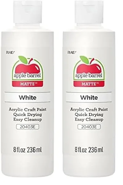 Apple Barrel Acrylic Paint in Assorted Colors (8 Ounce), 20403 White (Pack of 2)