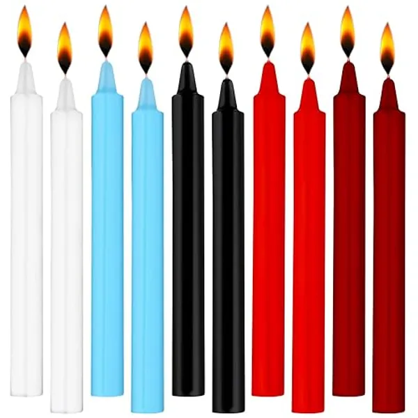 Boao 10 Pieces Low Temperature Candles Wax Low Heat Dripping Candles Wedding Valentine Candles for Valentine's Day(Red, White, Blue, Purple, Black)
