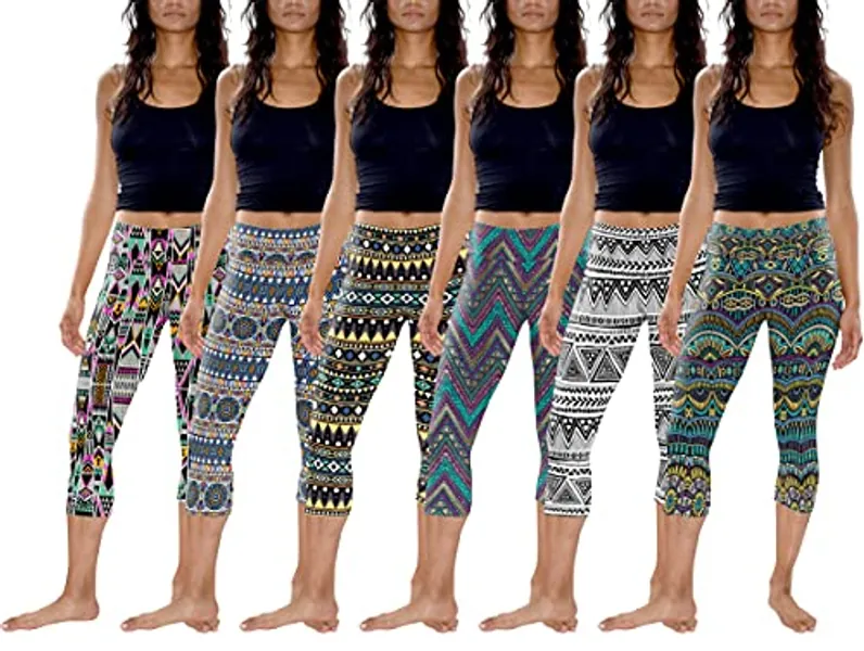 Sexy Basics Womens' Capri Length Skinny Pant Leggings | Ultra Soft Active Stretch Pants | Multi Packs & Colors