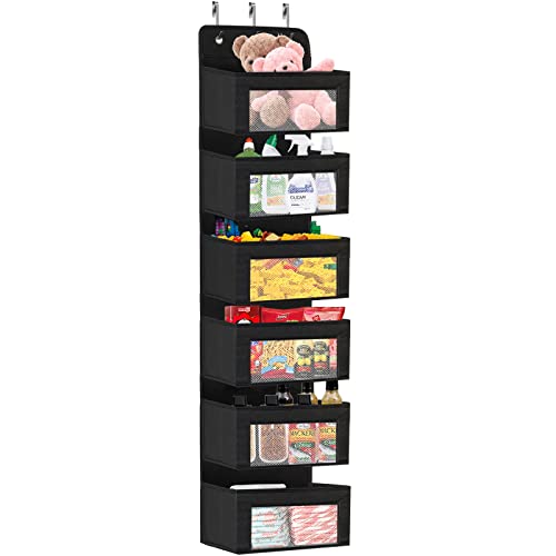 Vaisoz Over the Door Organizer Hanging 6-Tier Baby Organizer for Nursery Dorm Room Newborn Essentials Organization and Storage for Bathroom Kitchen Pantry Bedroom Baby Clothes Toy Black - 6 Shelf Black
