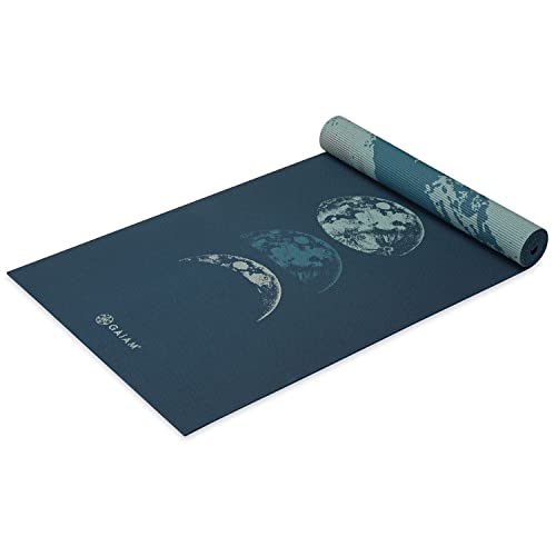 Gaiam Yoga Mat - Premium 6mm Print Reversible Extra Thick Non Slip Exercise & Fitness Mat for All Types of Yoga, Pilates & Floor Workouts (68" x 24" x 6mm Thick) - Lunar Wave