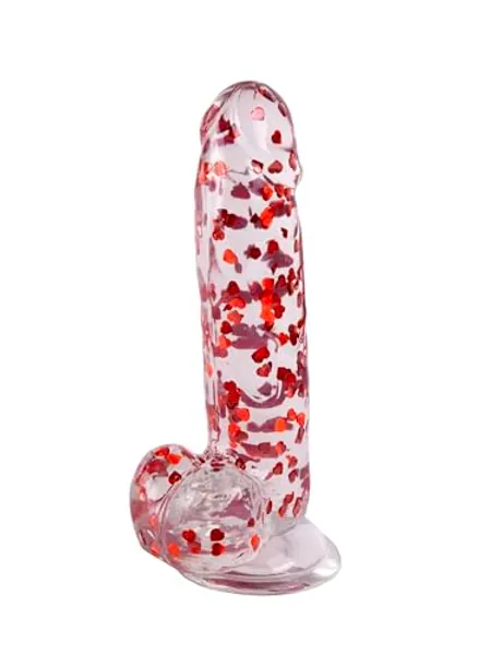 Ann Summers Glitter Heart 6" Textured Dildo Clear