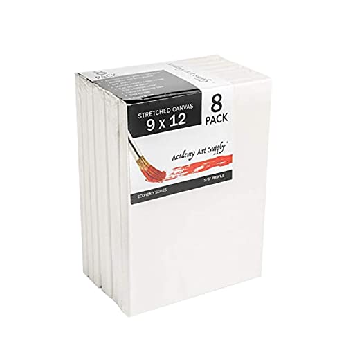 Academy Art Supply Stretched Canvases Pack of 8 (9 x 12) - 9 x 12