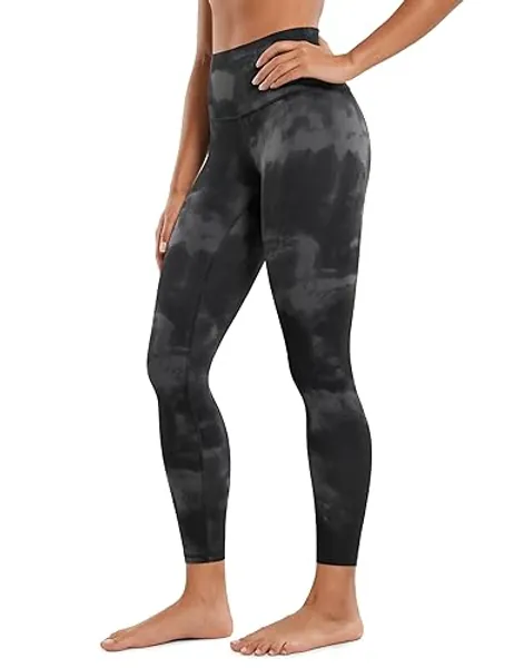 CRZ YOGA Women's Butterluxe 25'' Yoga Leggings - High Waisted Workout Gym Leggings Buttery Soft Yoga Pants - 8 - Grey Tie Dye Flowers