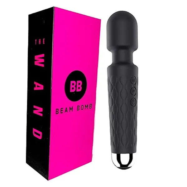 The Wand: Massager for Women - High Power, Wireless, Electric, Felxible and Water Proof - 8 Speeds, 20 Patterns - Adult Sex Toy, Stimulator, Dildo, Cordless, Rechargeable (Black) - Black