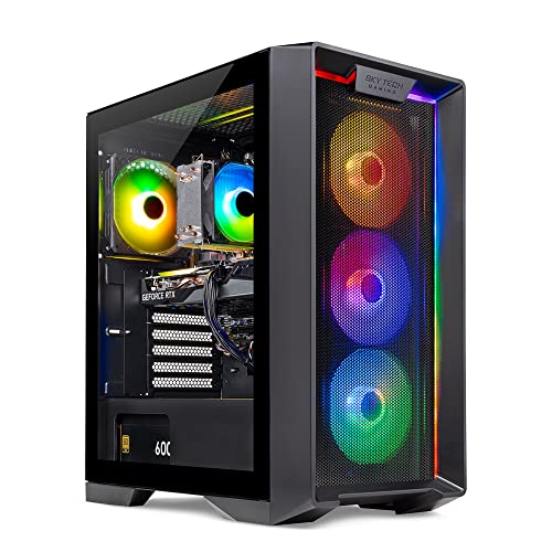 Skytech Gaming Nebula Gaming PC Desktop – Intel Core i5 13400F 2.5 GHz, NVIDIA RTX 4060, 1TB NVME SSD, 16GB DDR4 RAM 3200, 600W Gold PSU, 11AC Wi-Fi, Windows 11 Home 64-bit,Black - Gaming PC - 13400F | 4060