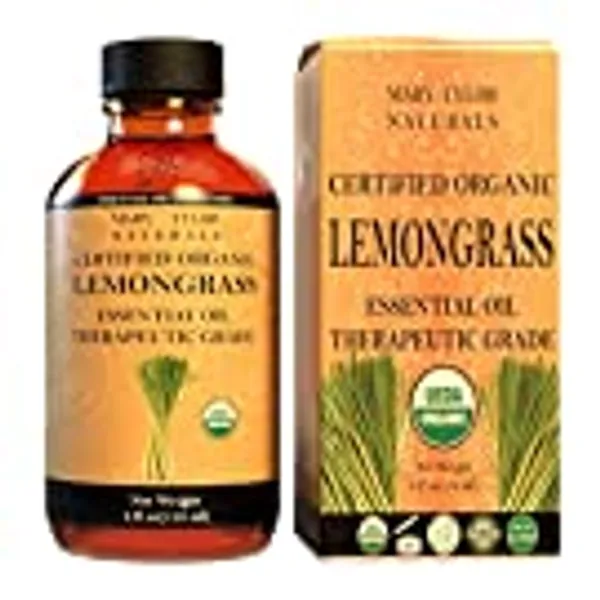 Organic Lemongrass Essential Oil (4 oz), USDA Certified Premium, 100% Pure and Natural, Perfect for Aromatherapy, Diffuser, DIY by Mary Tylor Naturals