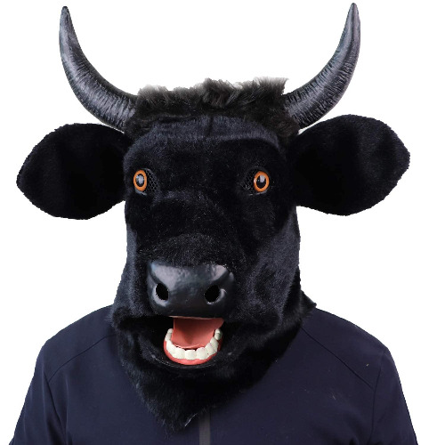 ifkoo Realistic Mouth Mover Cow Mask Moving Mouth Fursuit Animal Head Bull Mask - Cow
