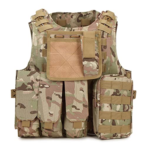 QMFIVE MOLLE RRV Assault Combat Vest with pouch/Traning Protective Security Vest for Tactical Hunting Airsoft Outdoor - MC