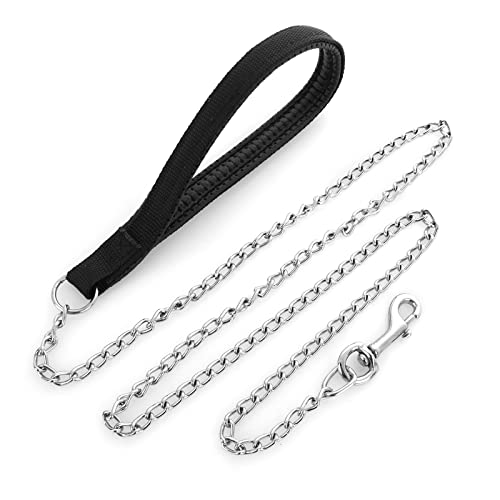 TIESOME Heavy Duty Dog Leash, Metal Dog Leash Dog Chain with PU Handle for Small & Medium Dogs Walking Traffic Training Traveling Pet Accessories