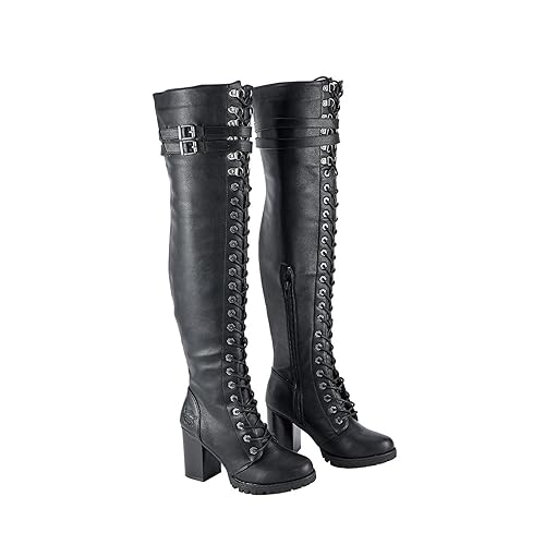 GARGOYLE BELLS Women's Over The Knee Boots Ladies Lace Up Tall Boots with Zip Buckle Soft Thigh High Boots For Women - 8.5 - Black