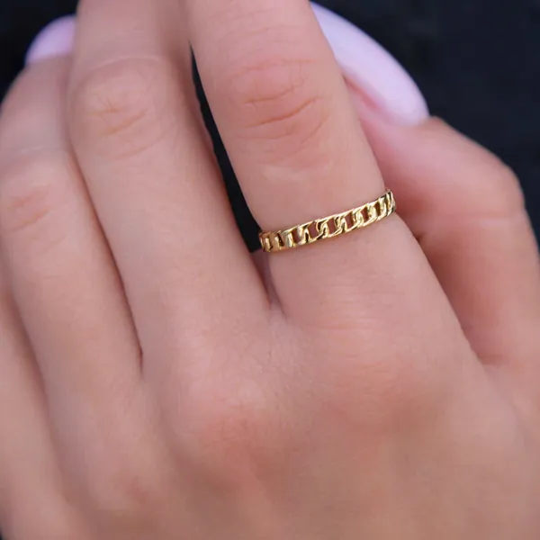 Micro Cuban Band Ring | 18k Gold Plated / 8 / Yellow Gold