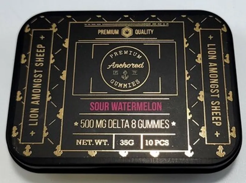 ANCHORED - DELTA 8 GUMMIES - SOUR WATERMELON - 500MG - 10PK