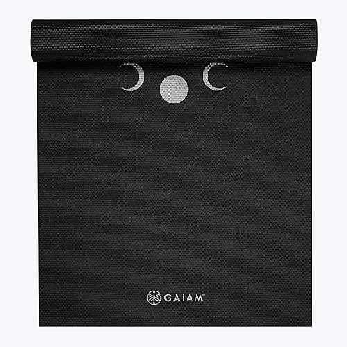 Gaiam Yoga Mat Premium Print Extra Thick Non Slip Exercise & Fitness Mat for All Types of Yoga, Pilates & Floor Workouts, New Moon, 6mm