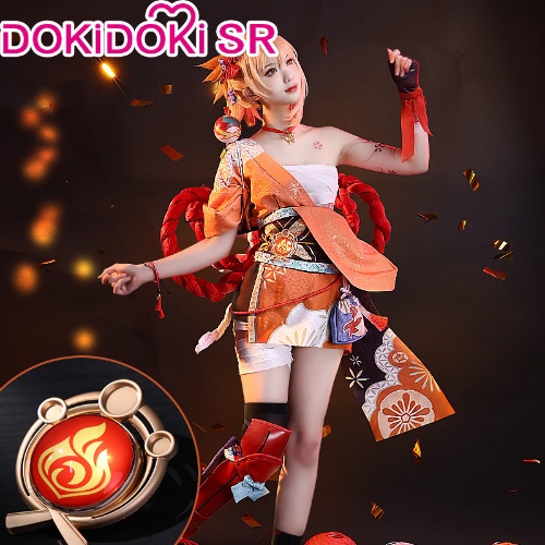 【Ready For Ship】DokiDoki-SR Game Genshin Impact  Yoimiya  Cosplay Costume | Costume Only-M