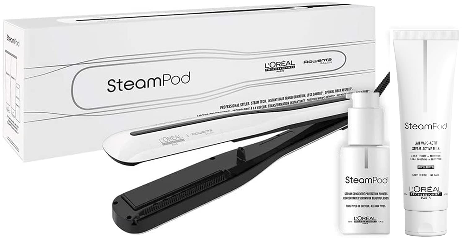Steampod 3.0 | Pack Complet | Lisseur Vapeur Professionnel 2-en-1 + Sérum + Soin Vapo-activé | Fer à lisser à la technologie vapeur | Adapté à tous types de cheveux | L'Oréal Professionnel