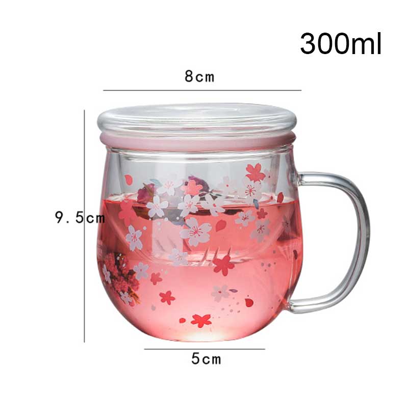 Sakura Cherry Blossom Glass Mug with Tea Infuser