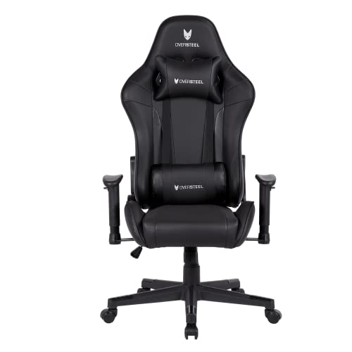 Oversteel - ULTIMET Chaise de gaming professionnel en simili cuir, accoudoirs 2D, réglable en hauteur, dossier inclinable à 180°, piston à gaz classe 3, jusqu'à 120Kg, couleur noir - Noir