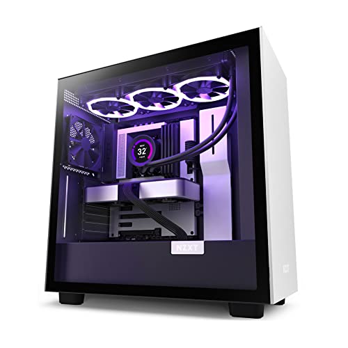 NZXT H7 Elite - CM-H71EW-01 - Boîtier PC Gaming Moyenne Tour ATX - Port I/O USB Type-C en Façade - Panneau Latéral à Dégagement Rapide - Montage Vertical du Processeur Graphique (GPU) - Blanc - Noir/Blanc - Non RGB - H7 Flow