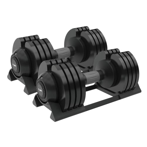 Newpower Fitness 20kg Verstellbare Hanteln, Einstellbare Platzsparende Hanteln 5 Gewichtsstufen 1.5-20 kg, Hanteln Verstellbar für Körpertraining, Workout Fitness Hanteln für Männer und Frauen - 20kg x 2
