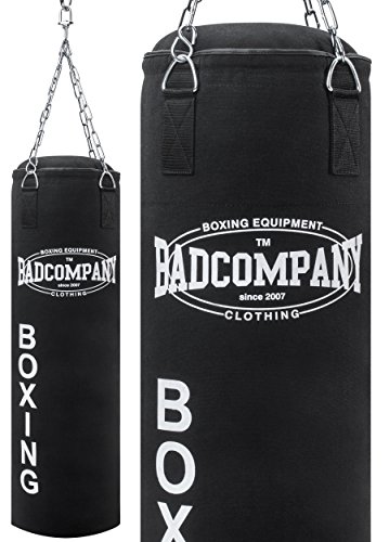 Bad Company Boxsack inkl. Heavy Duty Stahlkette I Canvas Punching Bag, gefüllt/ungefüllt I 80 x 30 cm I 100 x 30 cm - 100 x 30 cm - gefüllt