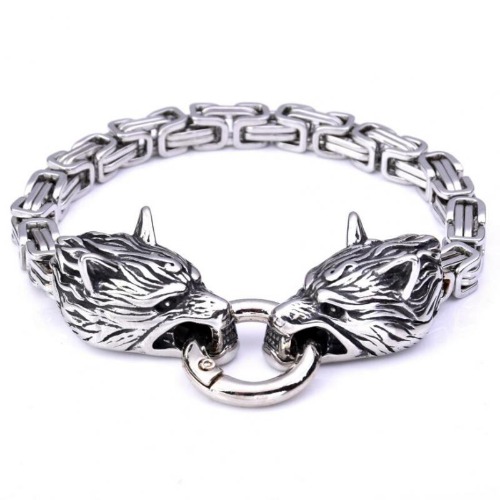 Double Wolf Head Bracelet - Wolf