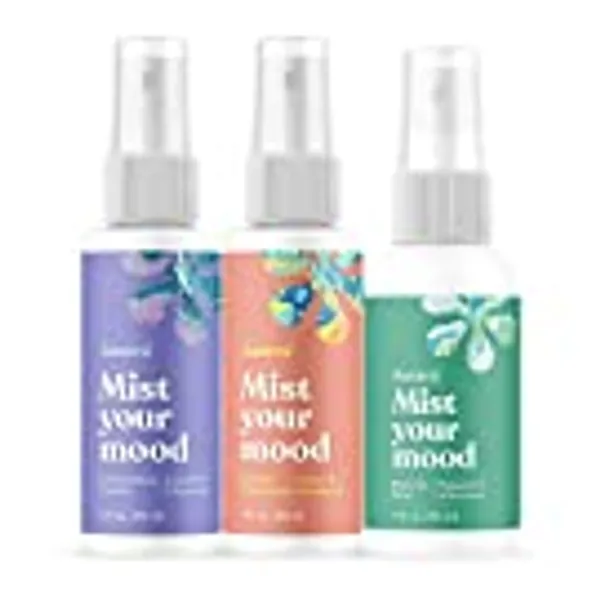 ASUTRA Premium Aromatherapy Mist Sampler Set (1 oz. Bottles - 3 Pack) 100% All Natural & Organic, Room & Body Mist, Therapeutic Essential Oil Blends, Uplifting, Invigorating, Revitalizing
