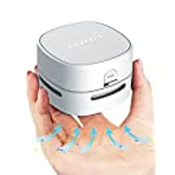 TRZLIFE Desk Vacuum Cleaner, Upgraded Mini Desktop Vacuum Cleaner Improved Details Mini Vac 2 AA Batteries High Suction Durable Cordless Suck up Tiny Items Crumbs Flakes for Desktop Drawer Countertop