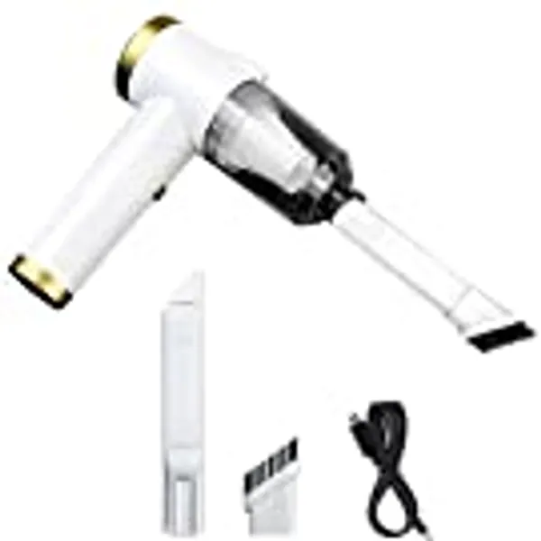 ekbas Car Vacuum Cleaner,Handheld Vacuum 9000PA Suction with LED Light,Car Vacuum Cordless Rechargeable,Portable Vacuum Cleaner for Car, Home&Office（White）…