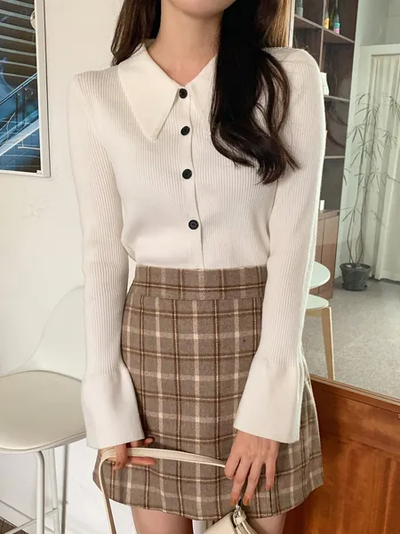 DAZY Cárdigan con botón tejido de canalé