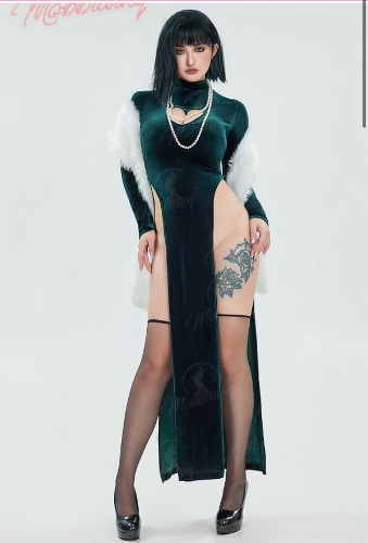 Blizzard of Hell Derivative Sexy Lingerie Dress Set High Slit Dress and Shawl with Stockings and Necklace