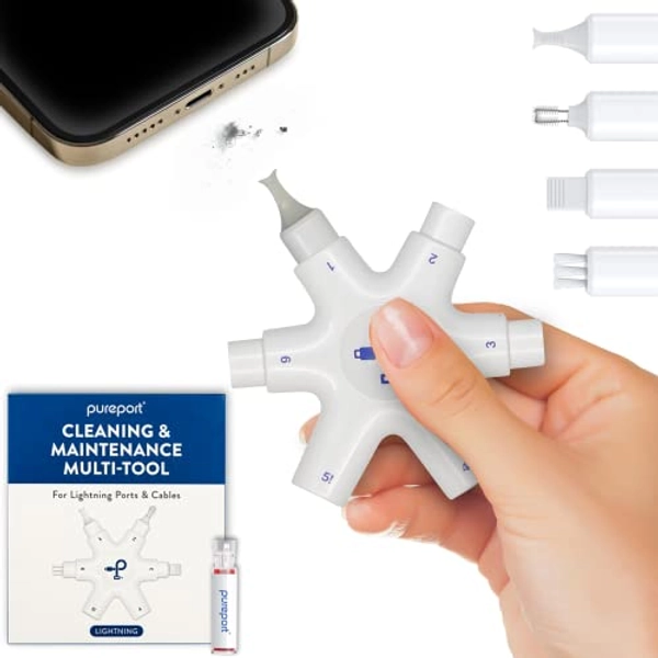 pureport Multi-Tool Phone Cleaning Kit | Safely Clean Repair & Restore iPhone and iPad Charging Ports, Lightning Cables & Connectors | Fix Unreliable Charging & Extend The Life of Your Apple Devices